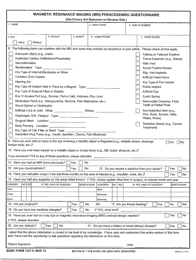  Mamc Form 1527 2015-2024